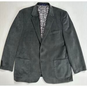 Alan Flusser Size XL Gray Corduroy Sport Coat Blazer Jacket 2 Button Paisley